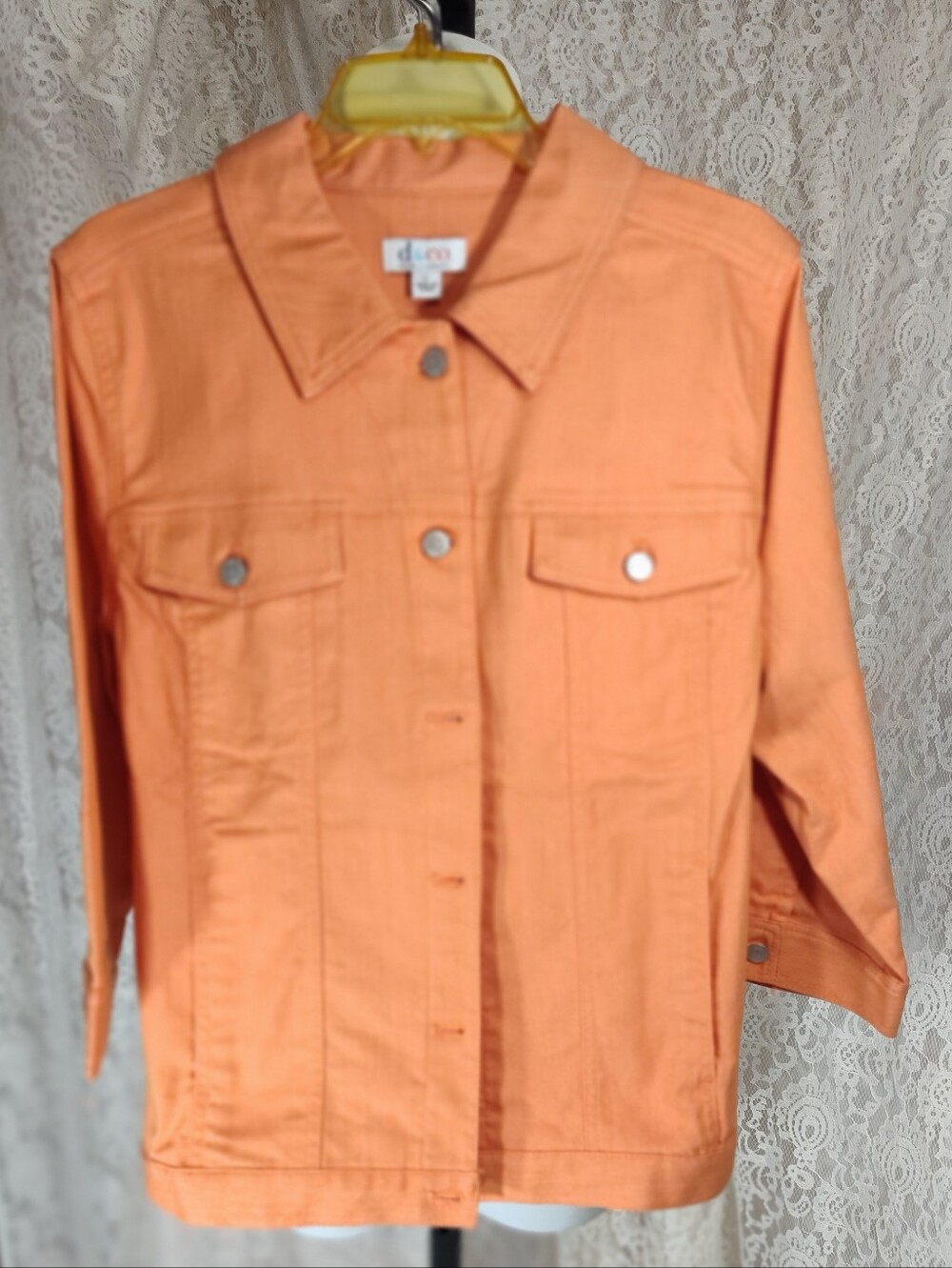 Denim&Co Orange Denim Jacket with Button-Front